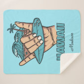 Couverture Sherpa Nom personnalisé et surf Shaka de localisation (Devant (Horizontal))