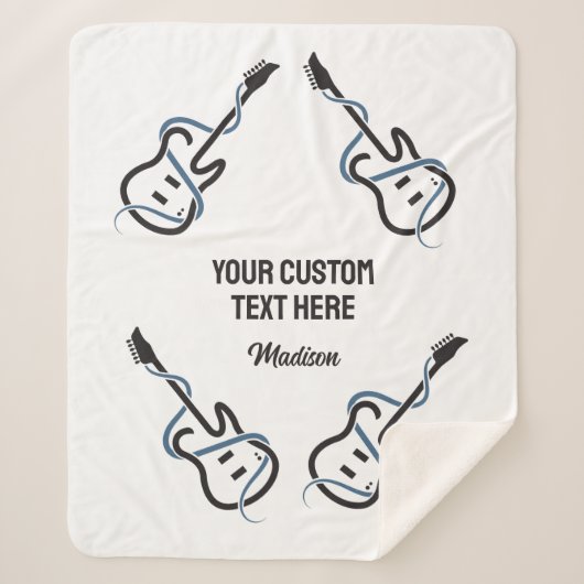 Couverture Sherpa Nom personnalisé et texte de la guitare stylisée (Devant)