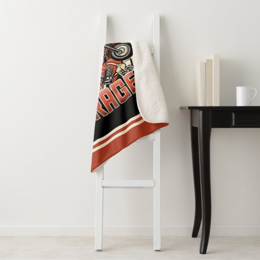 Couverture Sherpa Nom personnalisé Garage moto moto pompe à gaz rétr (En situation)