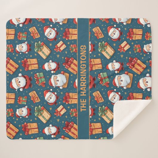 Couverture Sherpa Nom personnalisé Noël Père Noël (Devant (Horizontal))