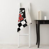 Couverture Sherpa Nom personnalisé Noir Blanc À damiers drapeaux Mot (En situation)