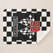 Couverture Sherpa Nom personnalisé Noir Blanc À damiers drapeaux Mot (Devant (Horizontal))