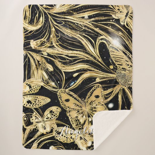 Couverture Sherpa Nom personnalisé papillon (Devant)