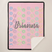 Couverture Sherpa Nom personnalisé rose réversible Donut Sherpa Blan (Devant)