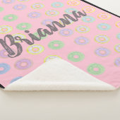 Couverture Sherpa Nom personnalisé rose réversible Donut Sherpa Blan (3/4)