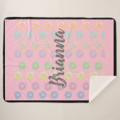 Couverture Sherpa Nom personnalisé rose réversible Donut Sherpa Blan (Devant (Horizontal))