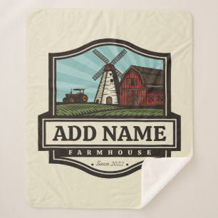 Couverture Sherpa NOM personnalisé Rustic Farmhouse Vieux moulin à v