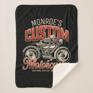 Couverture Sherpa Nom personnalisé Skeleton Motorcycle Boutique