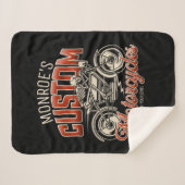 Couverture Sherpa Nom personnalisé Skeleton Motorcycle Boutique (Devant (Horizontal))
