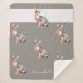 Couverture Sherpa Nom personnalisé Sphynx chat sans cheveux motif (Devant)