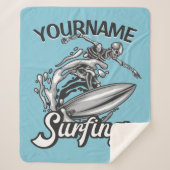Couverture Sherpa NOM personnalisé Surfer Big Wave Skeleton Surfing (Devant)