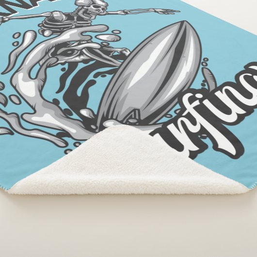 Couverture Sherpa NOM personnalisé Surfer Big Wave Skeleton Surfing (3/4)