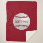 Couverture Sherpa Nom personnalisé Thème de sport Rouge Base-ball Bl (Devant)