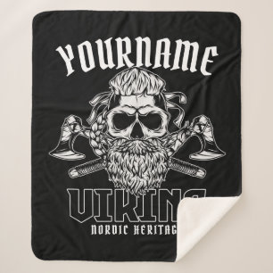 Couverture Sherpa NOM personnalisé Viking Nordic Warrior Heritage