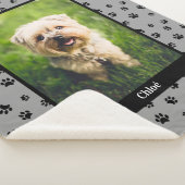 Couverture Sherpa Nom photo du chien mignon Empreintes de pattes noi (3/4)