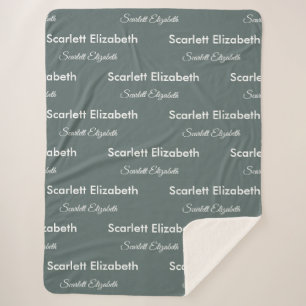 Couverture Sherpa Nom répétitif Moderne Boho Balsam Vert