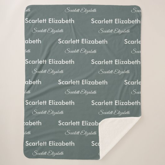 Couverture Sherpa Nom répétitif Moderne Boho Balsam Vert (Devant)