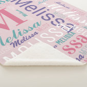 Couverture Sherpa Nom rose et Monogram Cloud Word Art (3/4)