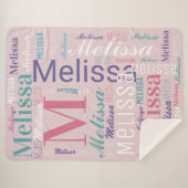 Couverture Sherpa Nom rose et Monogram Cloud Word Art (Devant (Horizontal))