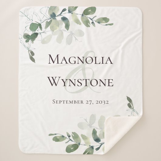 Couverture Sherpa Noms du couple Eucalyptus Date (Devant)