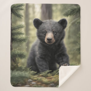 Couverture Sherpa North Woods Little Black Bear Cub Sherpa Blanket