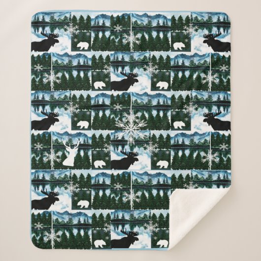 Couverture Sherpa Northwotains Mountains Forest Landscape Med Sherpa (Devant)