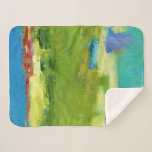 Couverture Sherpa Notes de champ - Art vert Abstrait (Devant (Horizontal))
