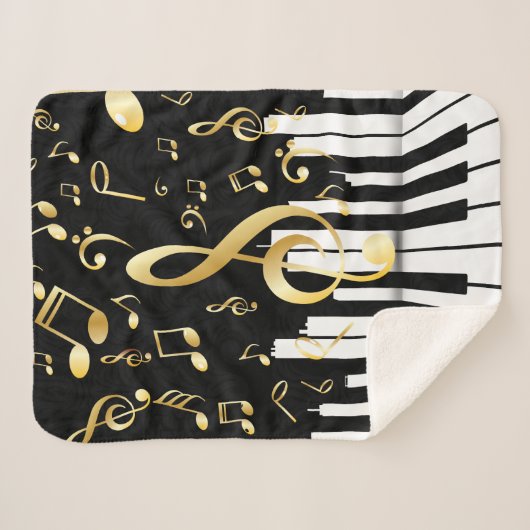 Couverture Sherpa Notes de musique élégantes touches de piano (Devant (Horizontal))