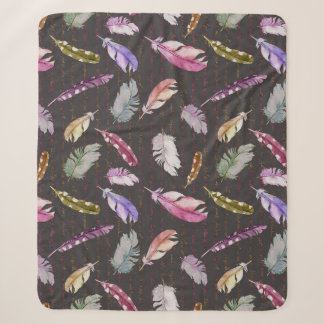 Couverture Sherpa Notes des plumes : Aquarelle Motif d'oiseaux.