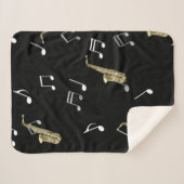 Couverture Sherpa Notes musicales et saxophones Jazzy  (Devant (Horizontal))