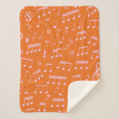 Couverture Sherpa Notes musicales rose et orange du Motif (Devant)