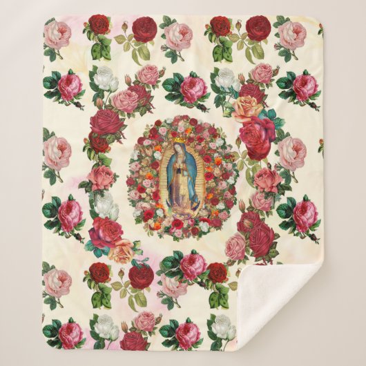Couverture Sherpa Notre-Dame de Guadalupe Roses Potpourri (Devant)