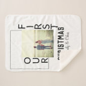 Couverture Sherpa Notre premier Noël ajouter photo de nom de couple (Devant (Horizontal))