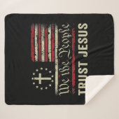 Couverture Sherpa Nous Le Peuple Confiance Jésus - USA Drapeau Chris (Devant (Horizontal))