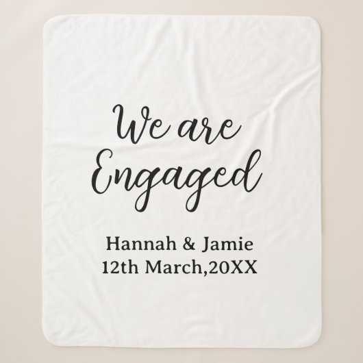 Couverture Sherpa Nous sommes fiancés nom date calligraphiestylé (Devant)