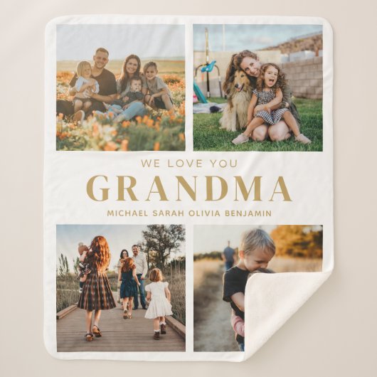Couverture Sherpa Nous t'aimons Grand-mère Personnalisé 4 Photo Coll (Devant)