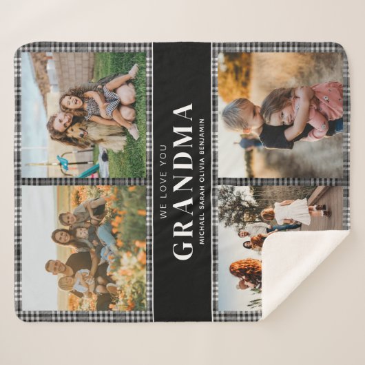Couverture Sherpa Nous t'aimons Grand-mère Personnalisé 4 Photo Coll (Devant (Horizontal))
