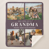 Couverture Sherpa Nous t'aimons Grand-mère Personnalisé 4 Photo Coll (Devant)