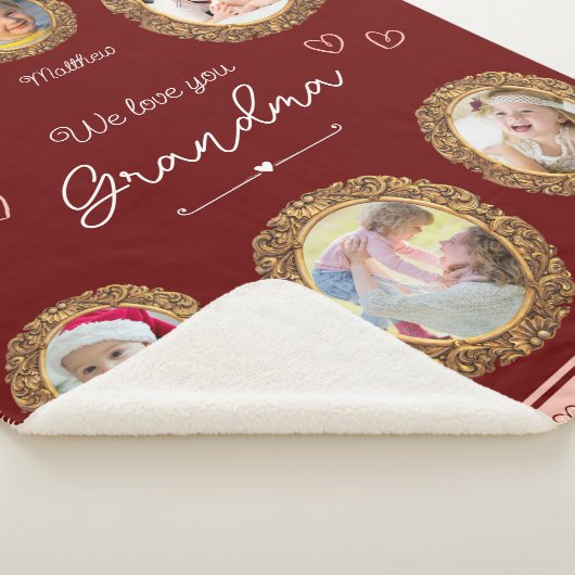 Couverture Sherpa Nous t'aimons Grand-mère Six Photo avec Texte Coeu (3/4)