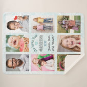 Couverture Sherpa Nous t'aimons papi Collage de photos (Fond bleu) (Devant (Horizontal))