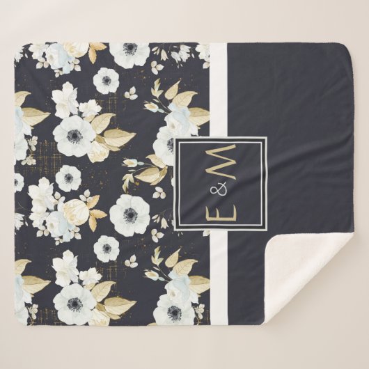 Couverture Sherpa Nouveaux mariés Monogrammé Mariage Décor Cadeaux B (Devant (Horizontal))