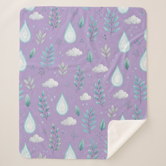Couverture Sherpa Nuage de Pluie Violette – Chaude (Devant)