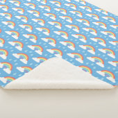 Couverture Sherpa Nuages de pluie arc-en-ciel sur bleu (3/4)