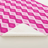Couverture Sherpa Nuances de motif de diamant fuchsia (3/4)