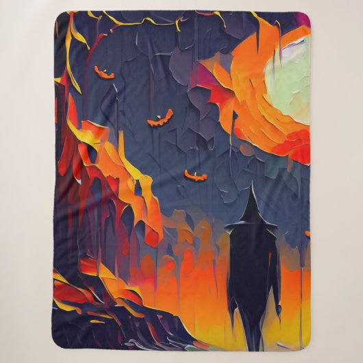 Couverture Sherpa Nuit Abstraite d'Halloween moderne (Devant)