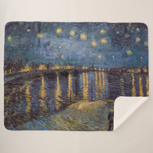 Couverture Sherpa Nuit étoilée sur le Rhône par Vincent Van Gogh