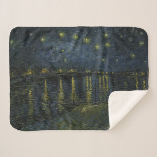 Couverture Sherpa Nuit étoilée sur le Rhône, peinture à l'huile Van