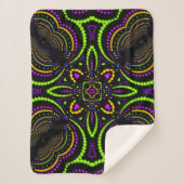 Couverture Sherpa Nuits de Psytrance Blacklight Mandala Géométrique (Devant)