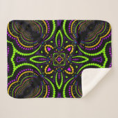 Couverture Sherpa Nuits de Psytrance Blacklight Mandala Géométrique (Devant (Horizontal))