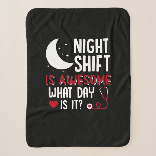 Couverture Sherpa Nurse Gift | Night Shift Is Awesome (Devant)
